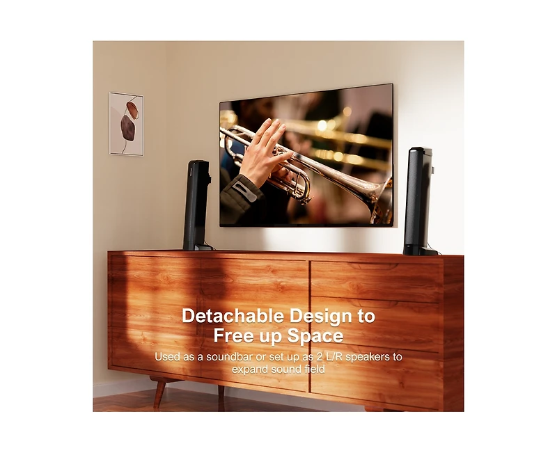 Ultimea 2.2ch Sound Bar for Smart Tv, Peak Power 100W, 2-in-1 Detachable Soundbar for Tv, Bluetooth 5.3 Tv Sound Bar, App, Apollo S40