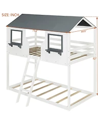 Streamdale Furniture Streamdale Wood Bunk Bed with Roof & Ladder