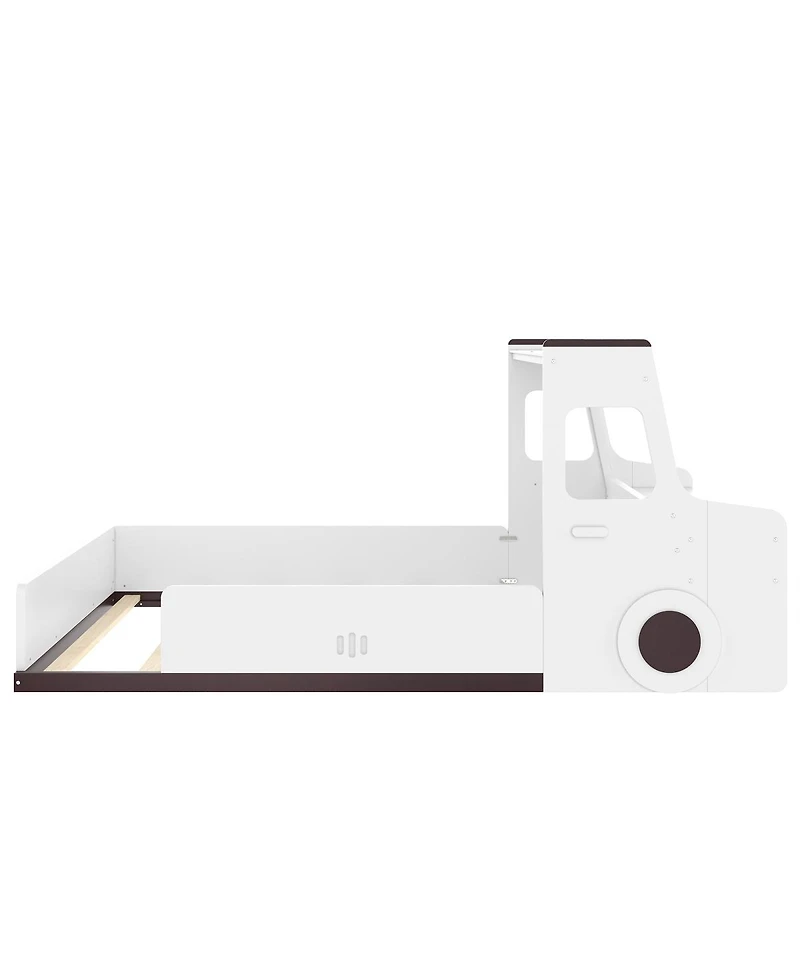 Streamdale Full Size Car-Shape Floor Bed with Storage, Window & Desk