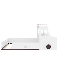 Streamdale Full Size Car-Shape Floor Bed with Storage, Window & Desk