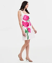 Karl Lagerfeld Paris Women's Sleeveless Peony Floral Scoop Neck Sheath Dress