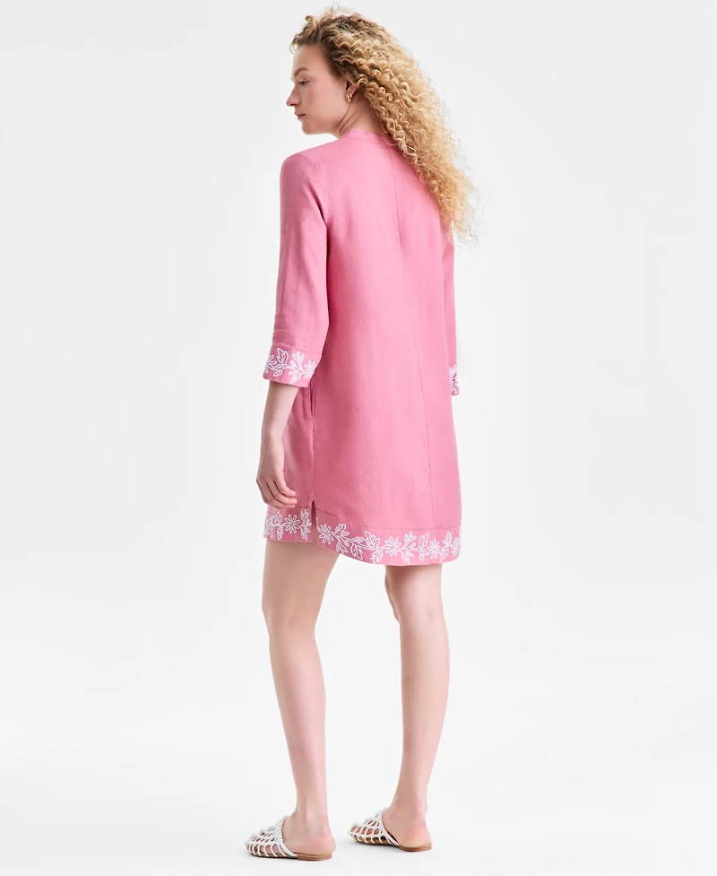 Charter Club Women's 100% Linen Embroidered Dress, Macy's Exclusive
