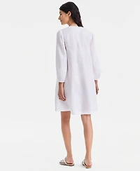Charter Club Women's 100% Linen Embellished Split-Neck Dress, Macy's Exclusive