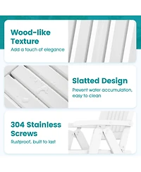 Gymax 2PCS Foldable Patio Chair w/Armrest Curved Back Slatted Seat for Backyard Deck