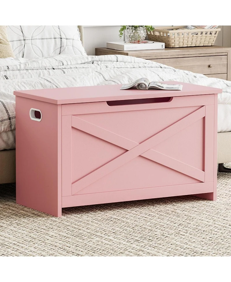 gaomon 30 Inch Wooden Storage Chest with Safety Hinge