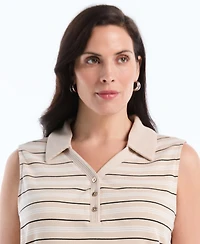 Rafaella Plus Stripe Sleeveless Polo Top