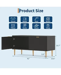 gaomon 42" Modern Fluted Wooden Shoe Storage Bench