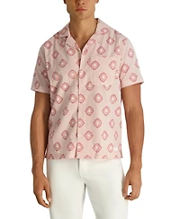 Karl Lagerfeld Paris Men's Seersucker Geometric Printed Short-Sleeve Shirt
