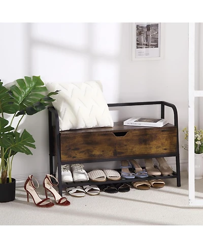 gaomon Metal & Wood Lift Top Shoe Bench