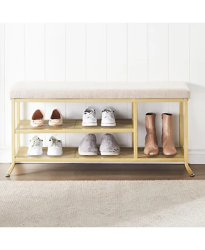 gaomon 2-Tier Metal Mesh Shoe Rack Bench