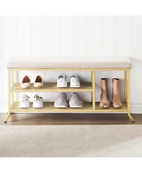 gaomon 2-Tier Metal Mesh Shoe Rack Bench