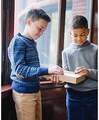 Hope & Henry Boys Organic Long Sleeve Henley Pullover Sweater with Elbow Patches