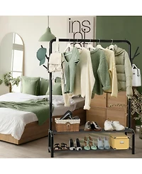 Yigii 52" Freestanding Steel Closet Rack with Storage Shelves & Hooks