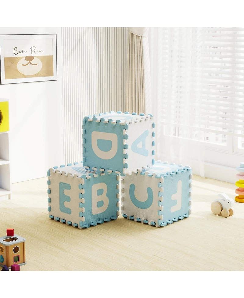 Slickblue 26-Piece Interlocking Abc Play Mats with Detachable Letters