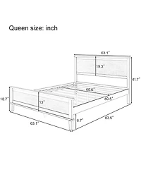 Streamdale Furniture 83 inches Mid-Century Queen Seadrift Wood Platform Bed with Headboard, No Box Spring Needed
