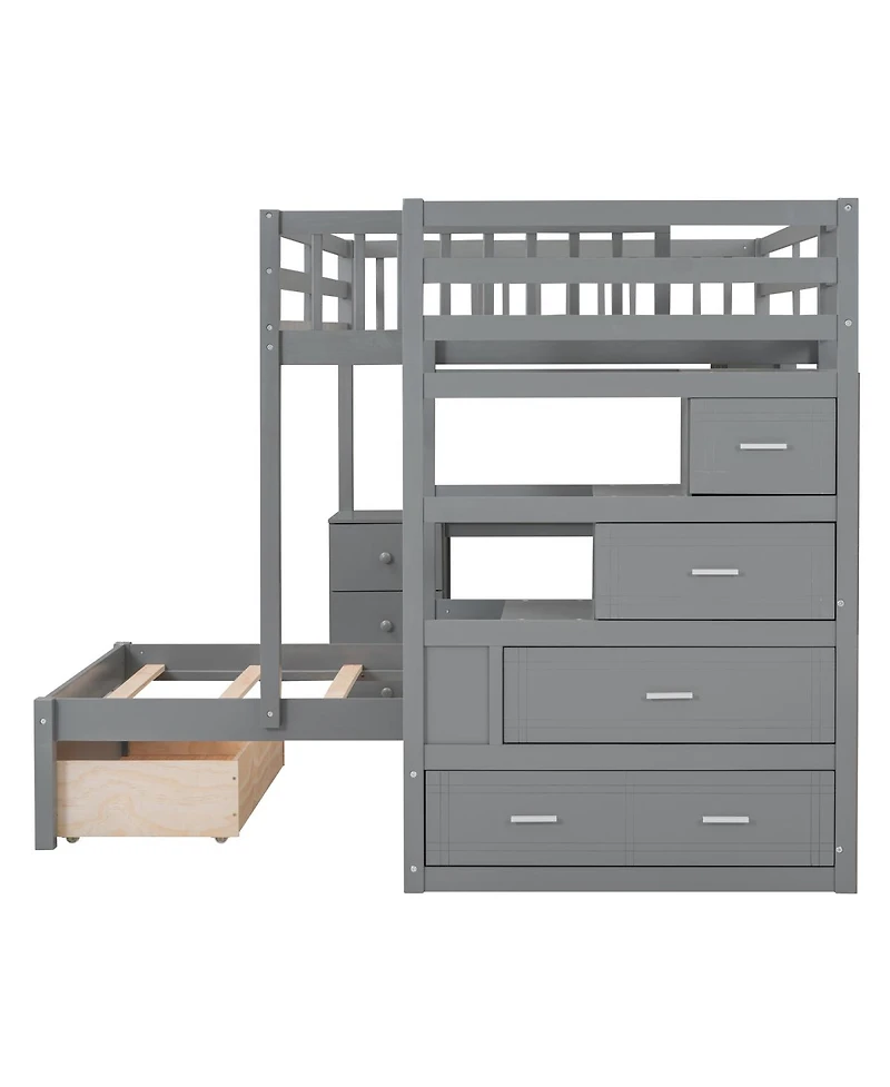 Streamdale Furniture Full Over Twin Bunk Bed with Desk, Drawers and Shelves