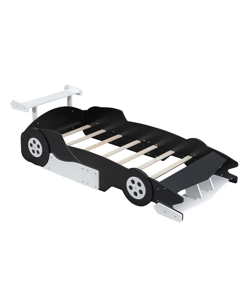 Streamdale Furniture Twin Size Race Car-Shaped Platform Bed with Wheels