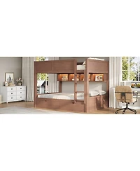 Streamdale Furniture Full Xl over Full Xl Bunk Bed with Storage, Led