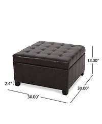 Streamdale Furniture Upholstered Tufted Pu Leather Storage Ottoman