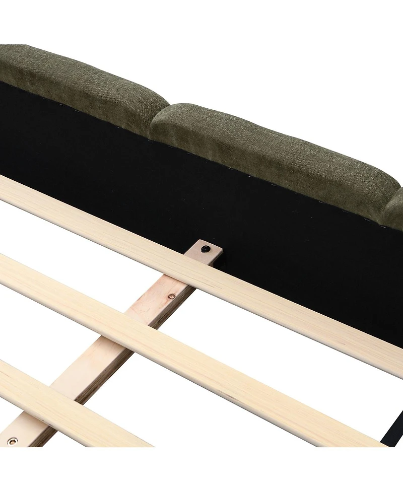 Streamdale Furniture 87 inches King Size Platform Bed, Thick Linen Headboard/Footboard