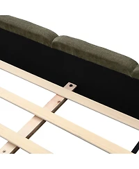 Streamdale Furniture 87 inches King Size Platform Bed, Thick Linen Headboard/Footboard