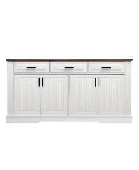 Streamdale Furniture 63" Fluted Sideboard Buffet Cabinet with 4 Doors & 3 Drawers