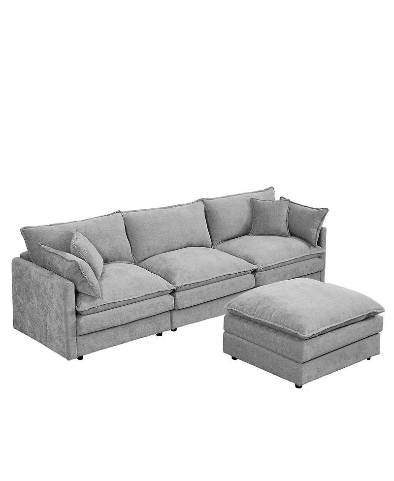 Streamdale Furniture Modular Sectional Sofa, 102" L-Shaped Couch Set, 3-Seater Cloud Couch with Ottoman