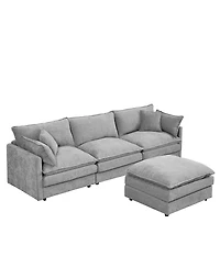 Streamdale Furniture Modular Sectional Sofa, 102" L-Shaped Couch Set, 3-Seater Cloud Couch with Ottoman