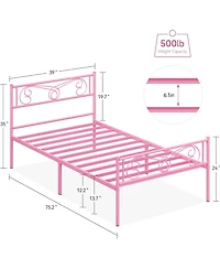 gaomon Twin Bed Frame Platform with Headboard and Footboard Metal Mattress Foundation Storage