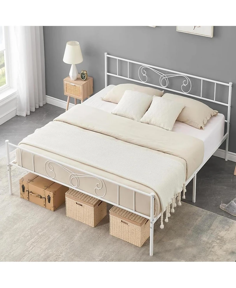 gaomon King Bed Frame Platform with Headboard and Footboard Metal Bed Mattress Foundation with Storage