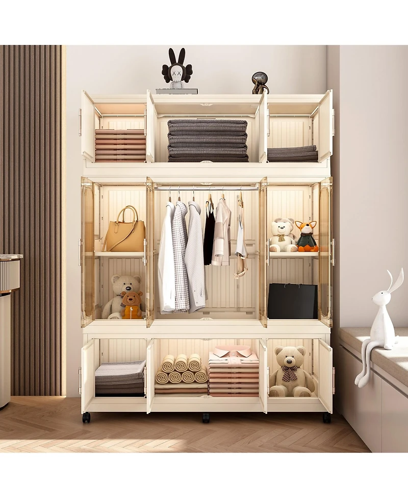 Clihome Portable Wardrobe Closet Organizer for Clothes,Clothes Dresser,Baby Wardrobe Storage Cabinet