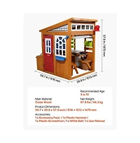 Slickblue Cedar Wooden Outdoor Kids Playhouse with Doorbell and Bird Nest