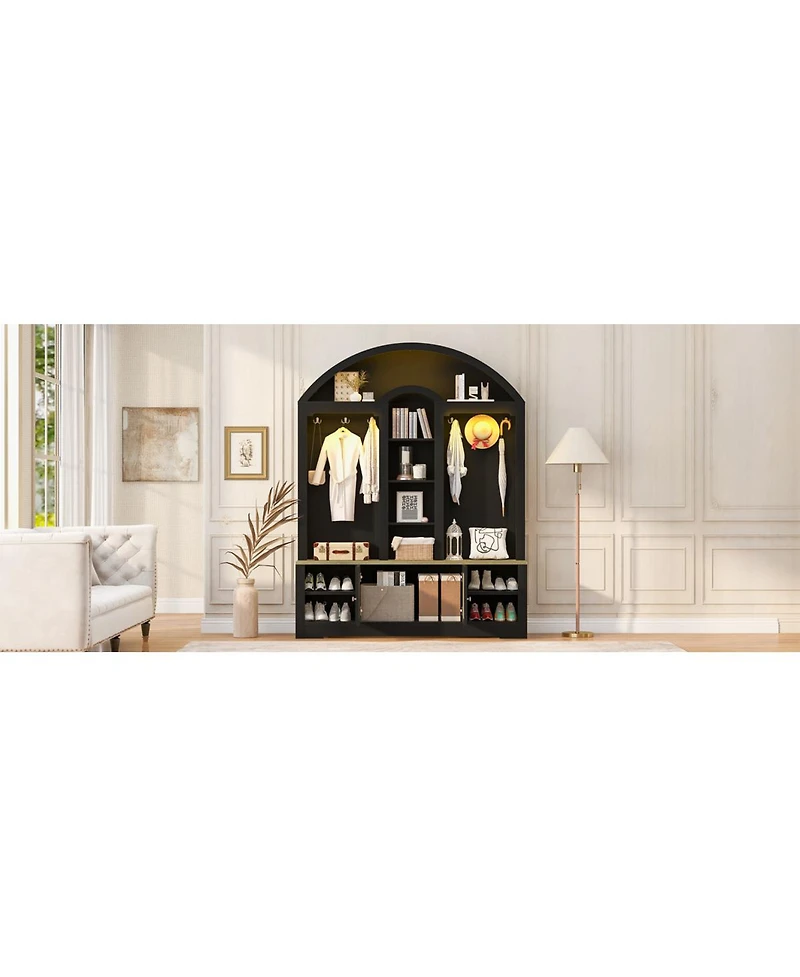 Streamdale Furniture Multi-functional wardrobe with shoe racks, hangers, and hooks