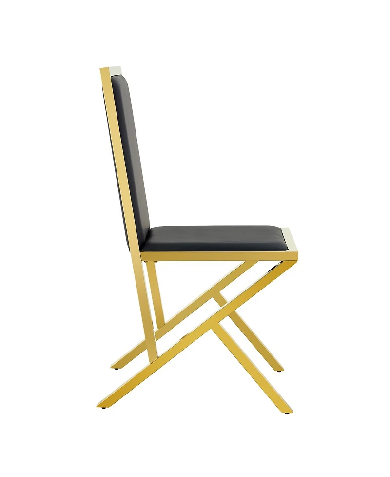 Streamdale Furniture 4-pack gold metal framed black Pu dining chairs with ergonomic design.