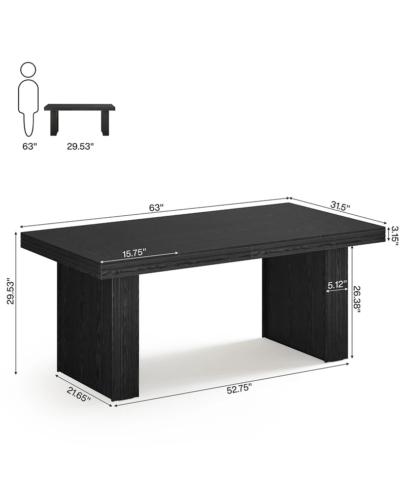 Tribesigns 63" Executive Desk, Modern Office Desk with Thickened Desktop and Heavy-Duty Legs, Wood Writing Workstation Study Table