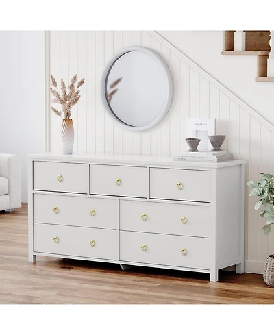 Gaomon Dresser for Bedroom with 7 Drawers, Wide Chest of Drawers with Large Clothes Storage Cabinet, Wood Dresser, Tv Stand for Bedroom