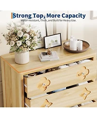 gaomon 5 Drawer Tall Boho Dresser, Wooden Storage Chest for Bedroom, Living Room