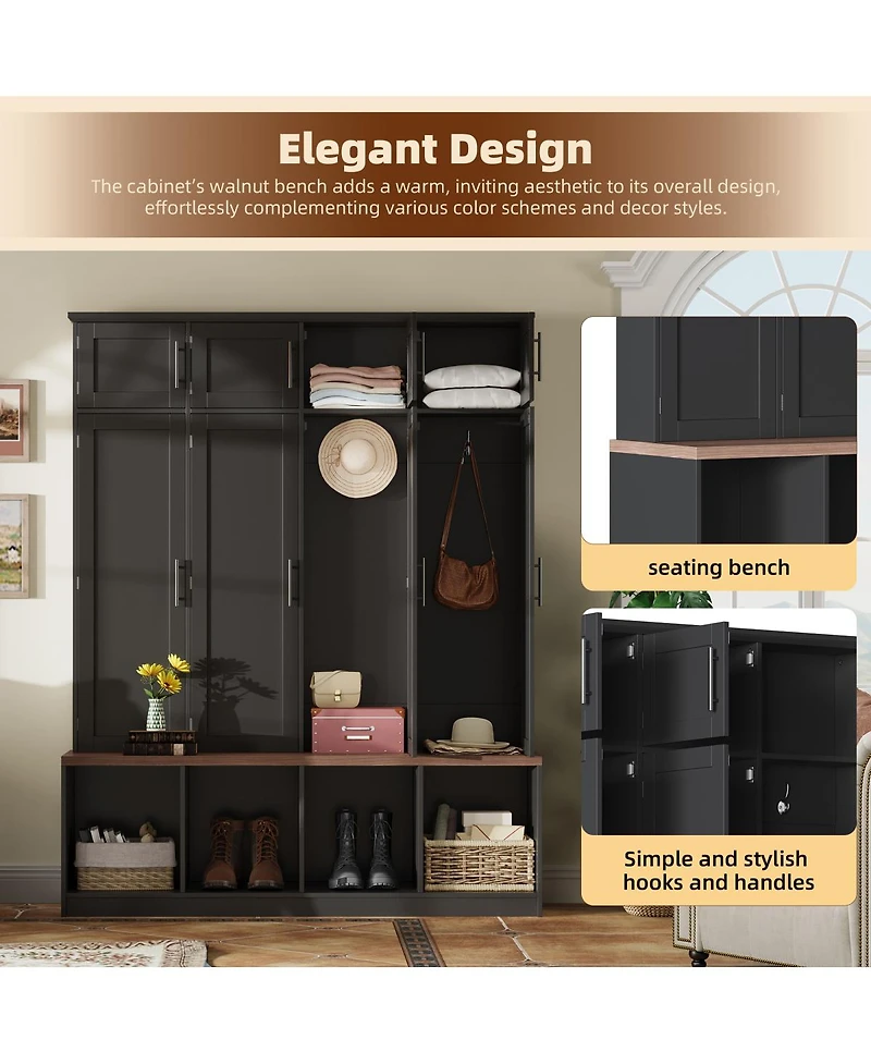 Streamdale Furniture Versatile 4-in-1 Hall Tree with Storage Bench