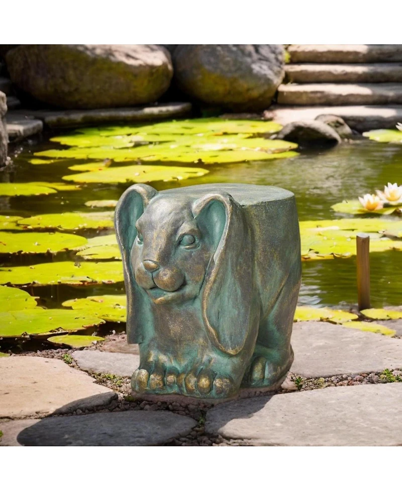 Streamdale Furniture 13" Rabbit Garden Stool, Lightweight Concrete,No Assembly