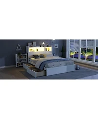 Streamdale Furniture Full Size Wood Bed with Drawers, Storage Headboard & Cabinet