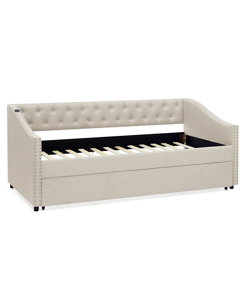 Streamdale Furniture Twin Daybed with Usb & Extendable Bed (81"x42"x30.75)