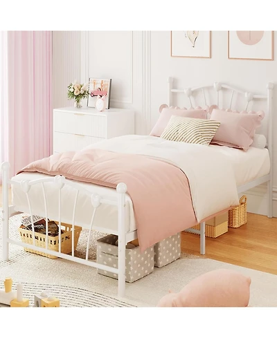 gaomon Bed Frame, Heart Shaped Metal Bed Frame with Headboard and Footboard, Platform Bed Frame with Sturdy Slat Support, Underbed Storage Space