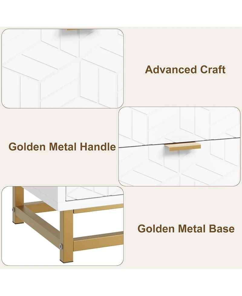 gaomon 5-drawer wood dresser for bedroom, wide modern storage chest for home.