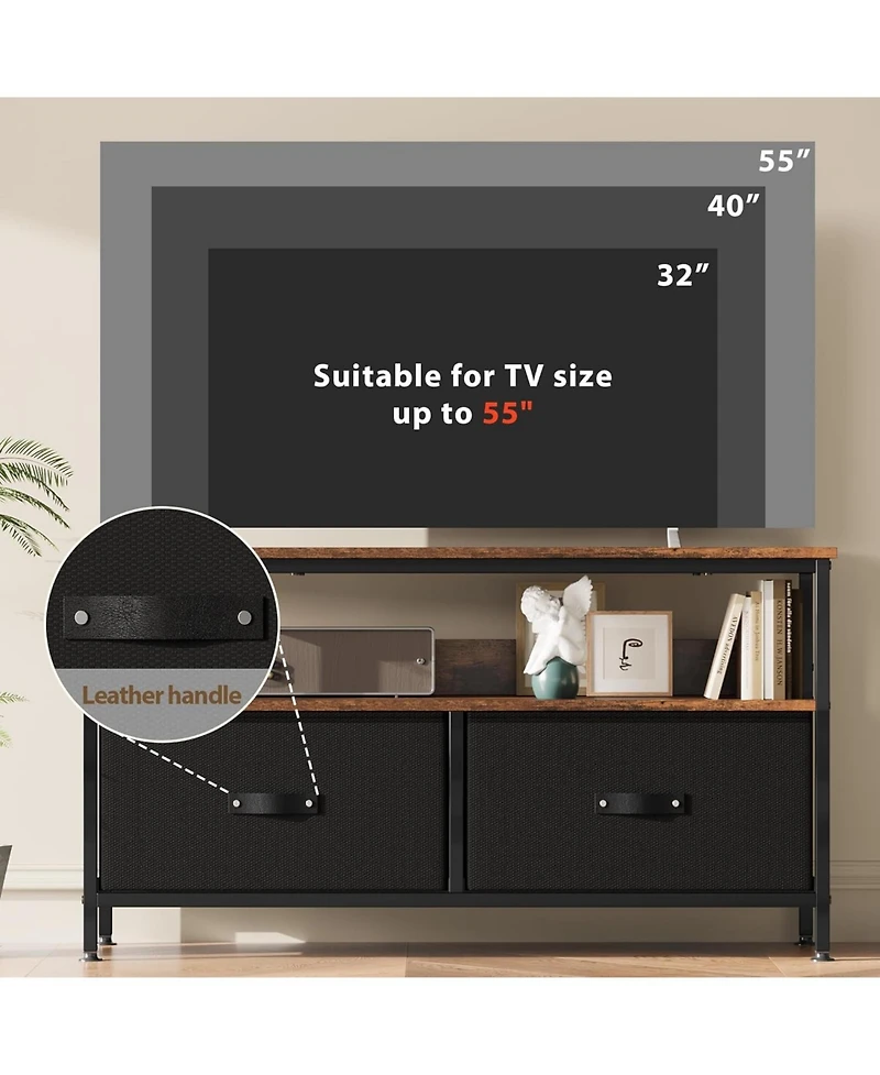 gaomon Rustic Modern Tv Stand with Fabric Drawers, Dresser Style Entertainment Center for Living Room, Bedroom