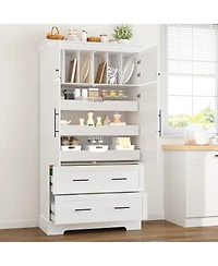 Streamdale Furniture Farmhouse 40"x18"x72.6" Kitchen Pantry with 4 Doors