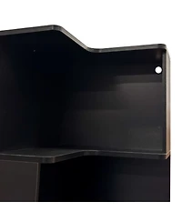 Streamdale Furniture Corner Book Shelf - 5 Tier L Shaped Display Shelf Stand with Led Lights