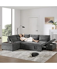 Streamdale Furniture L-Shaped Sleeper Sofa with Usb Charging and Storage