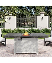 Streamdale Furniture Extendable Rectangle Aluminum Alloy Fire Pit Table, 50,000BTU
