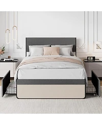 gaomon Upholstered Size Platform Bed Frame with 2 Storage Drawers and Headboard