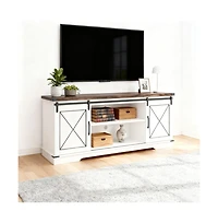 gaomon Farmhouse 59" Tv Stand Up to 65 Inches, Mid Century Modern Entertainment Center with Storage Cabinets